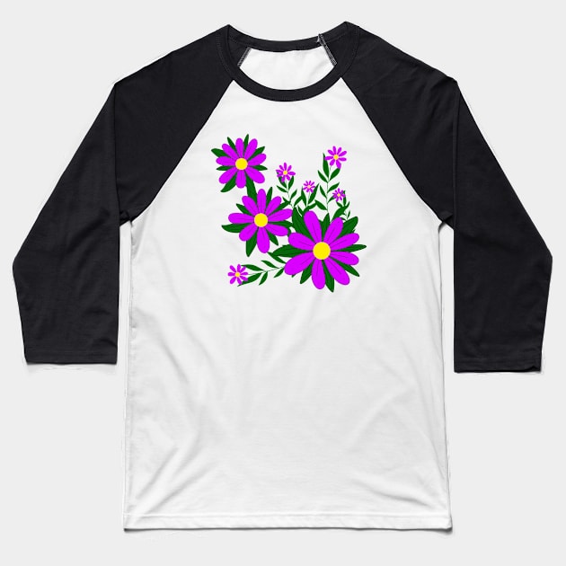 floral pattern blooming flower tendril daisy blooms Baseball T-Shirt by rh_naturestyles